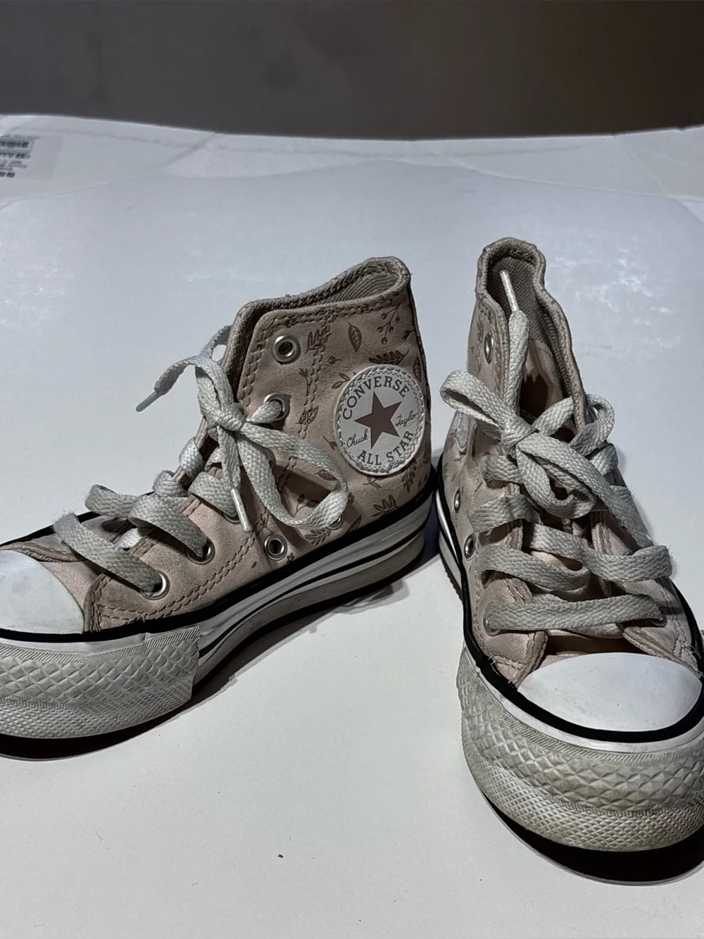 Converse Light Pink Floral High-Top Sneakers